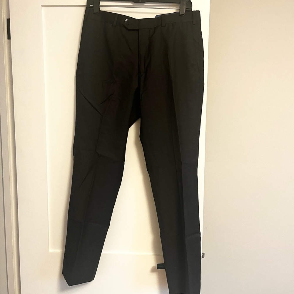 Massimo Dutti Men's Black 100% Wool Tailored Dress Pants